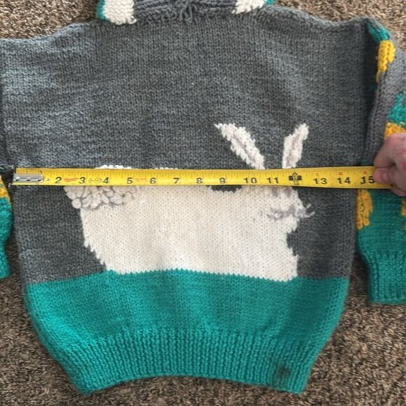 Handmade Bunny Easter Sweater With Hood Carrots - Picture 11 of 13
